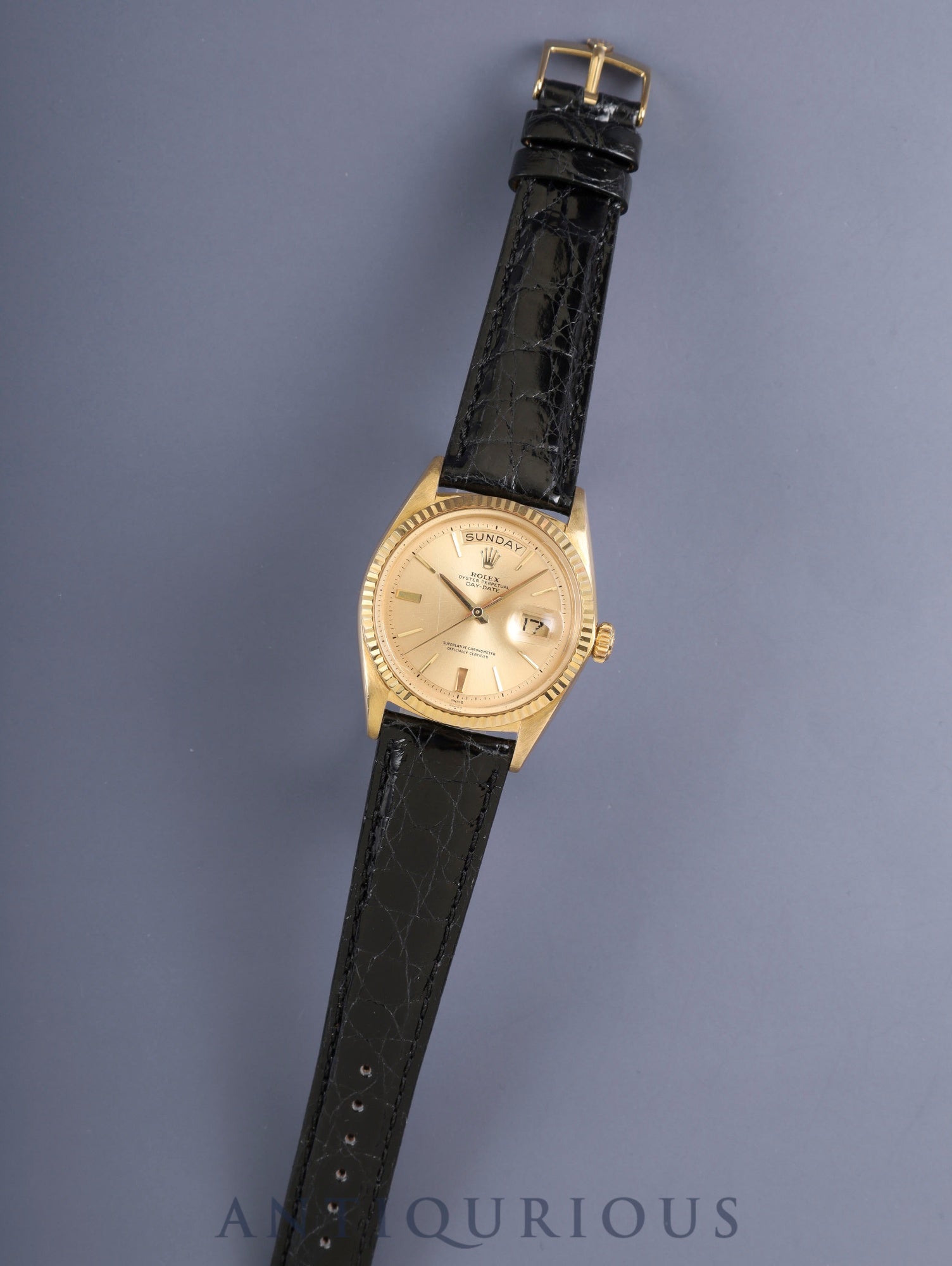 ロレックス デイデイト 1803 自動巻き Cal.1555 750YG 革 純正ピンバックル（GP） シャンパン文字盤 96番台（1962年頃）オーバーホール済み