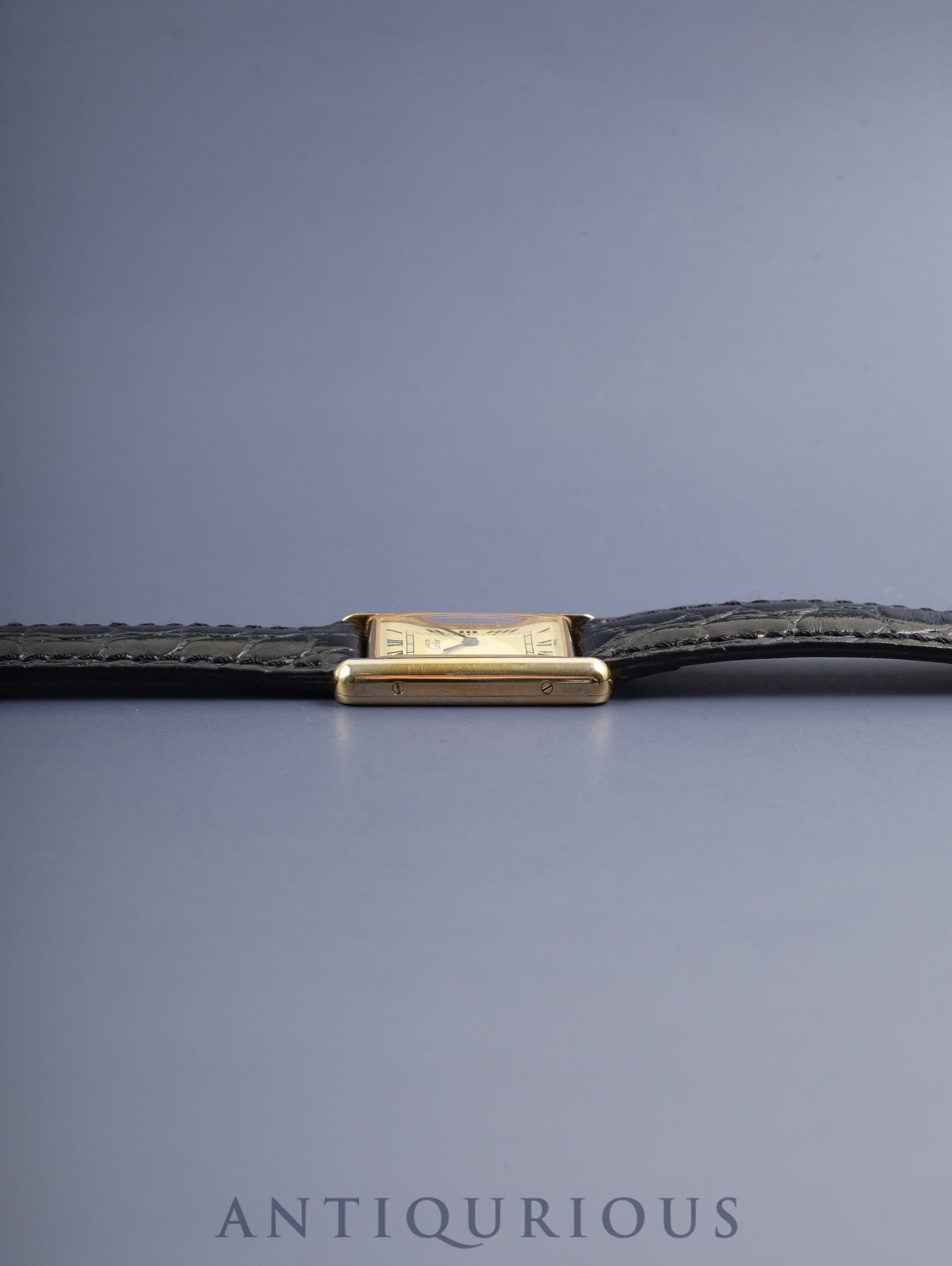 カルティエ マストタンク LM 590005 クォーツ Cal.90 SV925 革 純正尾錠（GP）アイボリーローマン文字盤（SWISS表記）オーバーホール済み