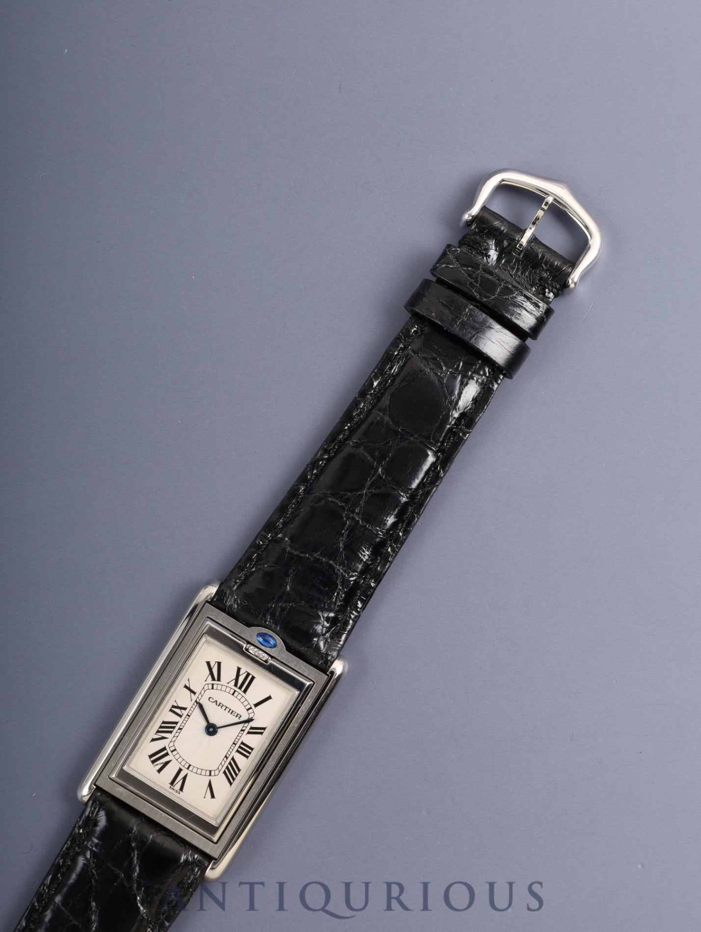 カルティエ タンク バスキュラント LM W1011358 / 2390 手巻き Cal.061 SS 革 純正ピンバックル（SS） ホワイトローマン文字盤 箱 保証書 オーバーホール済み