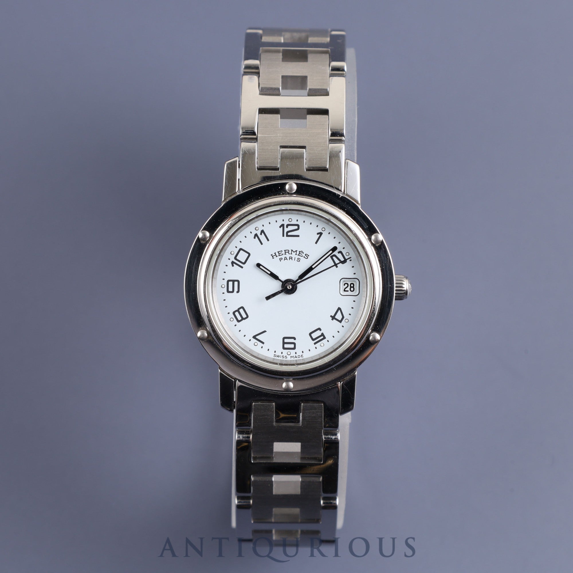 Hermes Clipper CL4.210 Quartz SS SS White Dial Box Warranty (2013) 1 link Overhauled