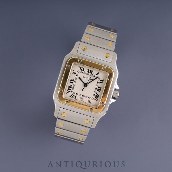 Cartier Santos Galbee LM W20011C4 / 1566 Quartz Caliber 687 Stainless Steel/Yellow Gold Ivory Roman Dial Overhauled