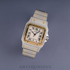 Cartier Santos Galbee LM W20011C4 / 1566 Quartz Caliber 687 Stainless Steel/Yellow Gold Ivory Roman Dial Overhauled