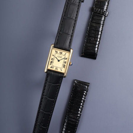 カルティエ マストタンク LM 手巻き Cal.78-1/ETA2512-1 SV925 革 純正尾錠（GP）アイボリーローマン文字盤 （SWISS MADE表記）  オーバーホール済み