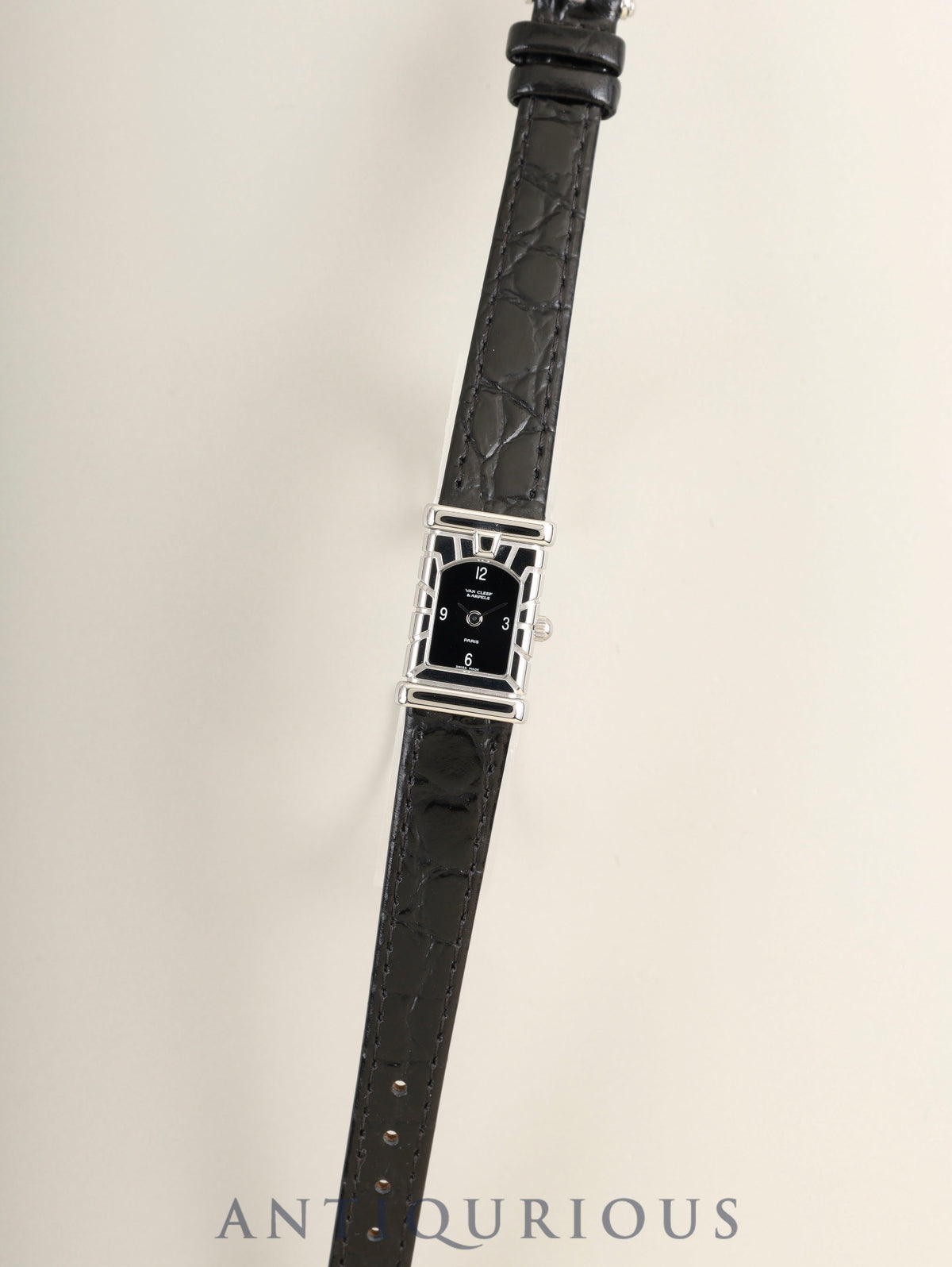 Van Cleef & Arpels Façade 111978 Quartz Cal.732 (RONDA) SS Leather Original Pin Buckle (SS) Black Dial with Arabic Numerals (SWISS MADE) Overhauled