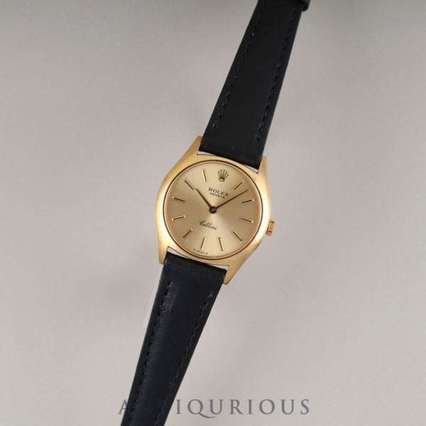 ロレックス チェリーニ 3800 手巻き Cal.1600 750 革 純正尾錠（GP） ゴールド文字盤 35番台（1972年）純正革ベルト オーバーホール済み