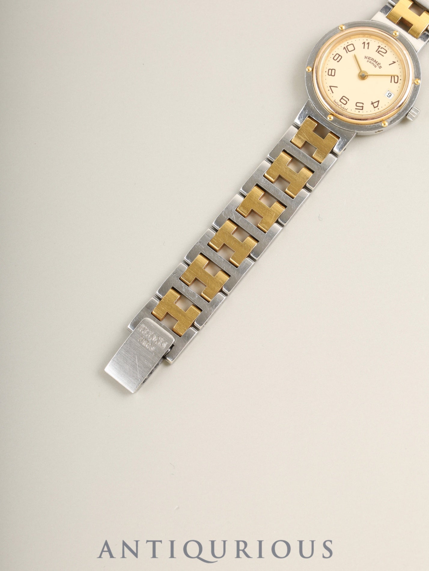 エルメス クリッパー 51.03 クォーツ Cal.- SS/GP SS/GP アイボリー