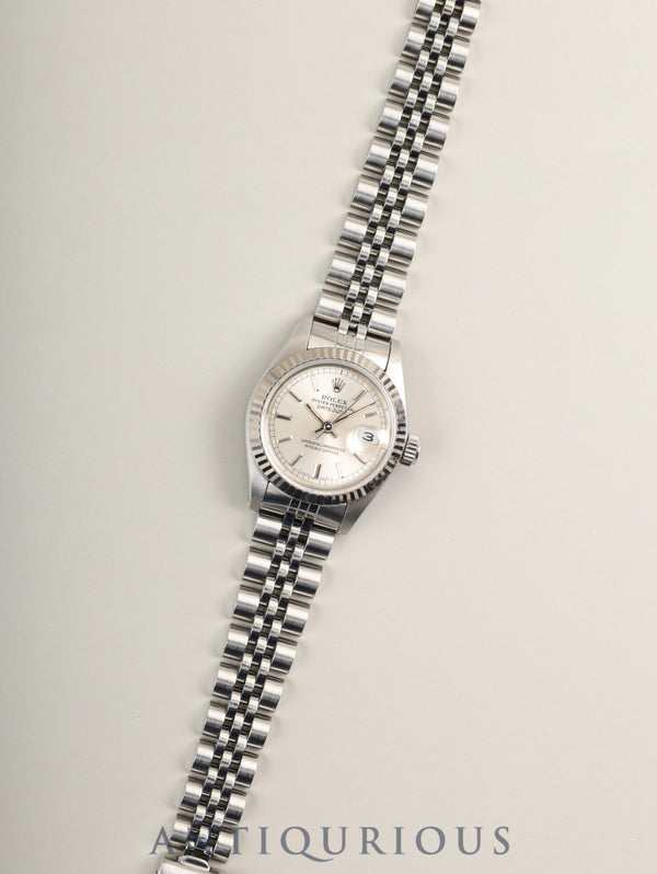 Rolex Datejust Lady 69174 Automatic Caliber 2135 Stainless Steel/White Steel Silver Dial Box Booklet Warranty Card (1989) Overhauled