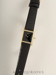 Cartier Must Tank SM 3 66001 Quartz Cal.157 SV925 Leather Strap Original Pin Buckle (GP) Onyx Dial (SWISS marking) Overhauled and Polished