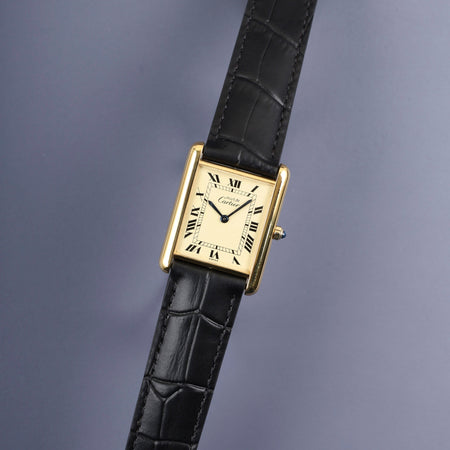 カルティエ マストタンク LM 6 81006 クォーツ Cal.81 SV925 革 純正Dバックル（GP）アイボリーローマン文字盤 1982年頃～1995年頃 オーバーホール済み