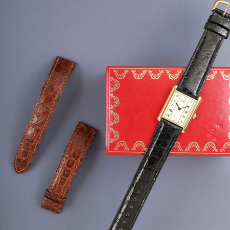カルティエ マストタンク LM 590005 クォーツ SV925 革 純正ピンバックル（GP）ストレートローマン文字盤（SWISS表記） 箱 カルティエブティックにてコンプリートサービス（フルメンテナンス）済み 新品仕上げ済み
