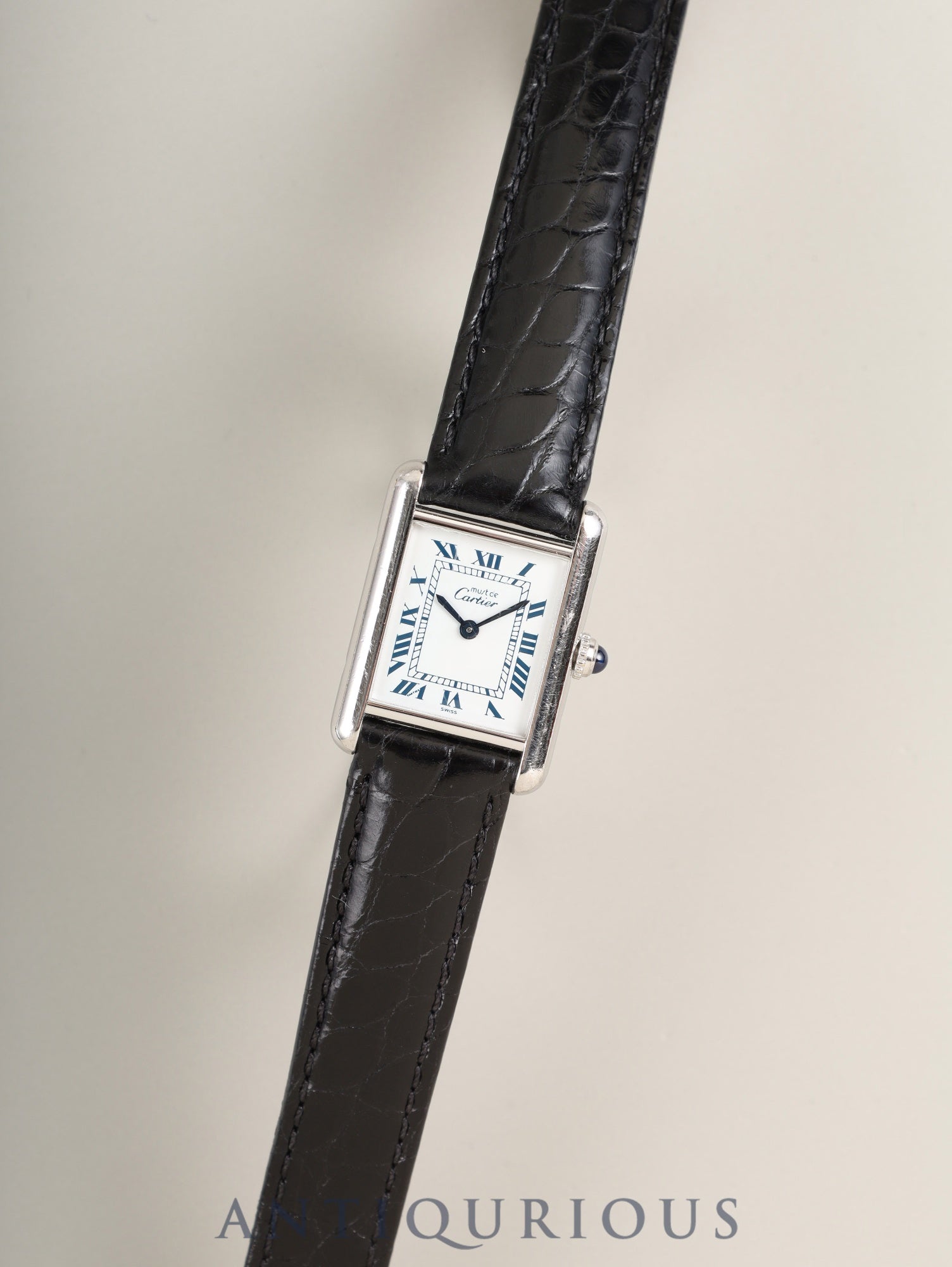 カルティエ マストタンク SM 6057002 クォーツ Cal.- SV925 革 純正Dバックル（SS）ホワイトローマン文字盤 （SWISS表記）カルティエブティックにてコンプリートサービス済み