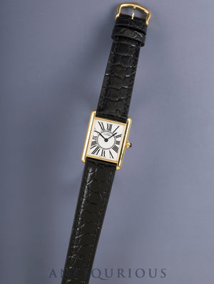 Cartier Must Tank LM 590005 Quartz SV925 Leather Original Pin Buckle (GP) Opaline Dial (SWISS MADE) Polished, Complete Service at Cartier Boutique
