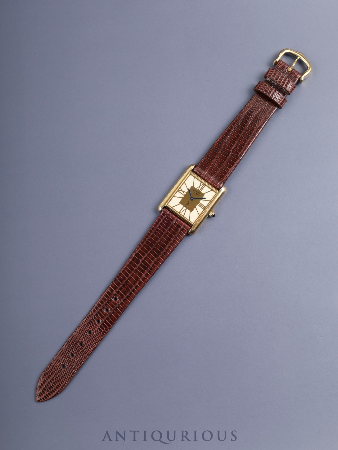 カルティエ マストタンク LM 6 81006 クォーツ SV925 革 純正尾錠（GP） クロワゾネ文字盤（SWISS表記）カルティエブティックにてコンプリートサービス済み