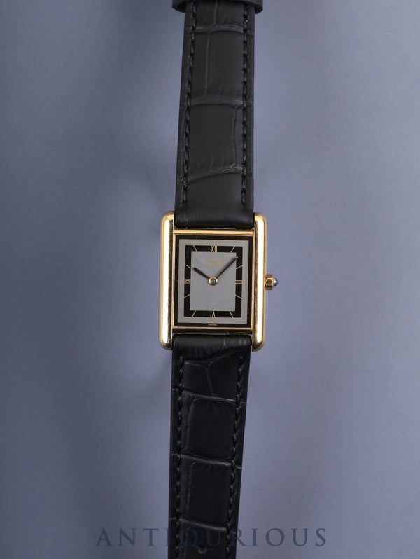 Cartier Must Tank LM 6 81006 Quartz Cal.81 SV925 Leather Genuine Buckle (GP) Grey Roman Dial Overhauled