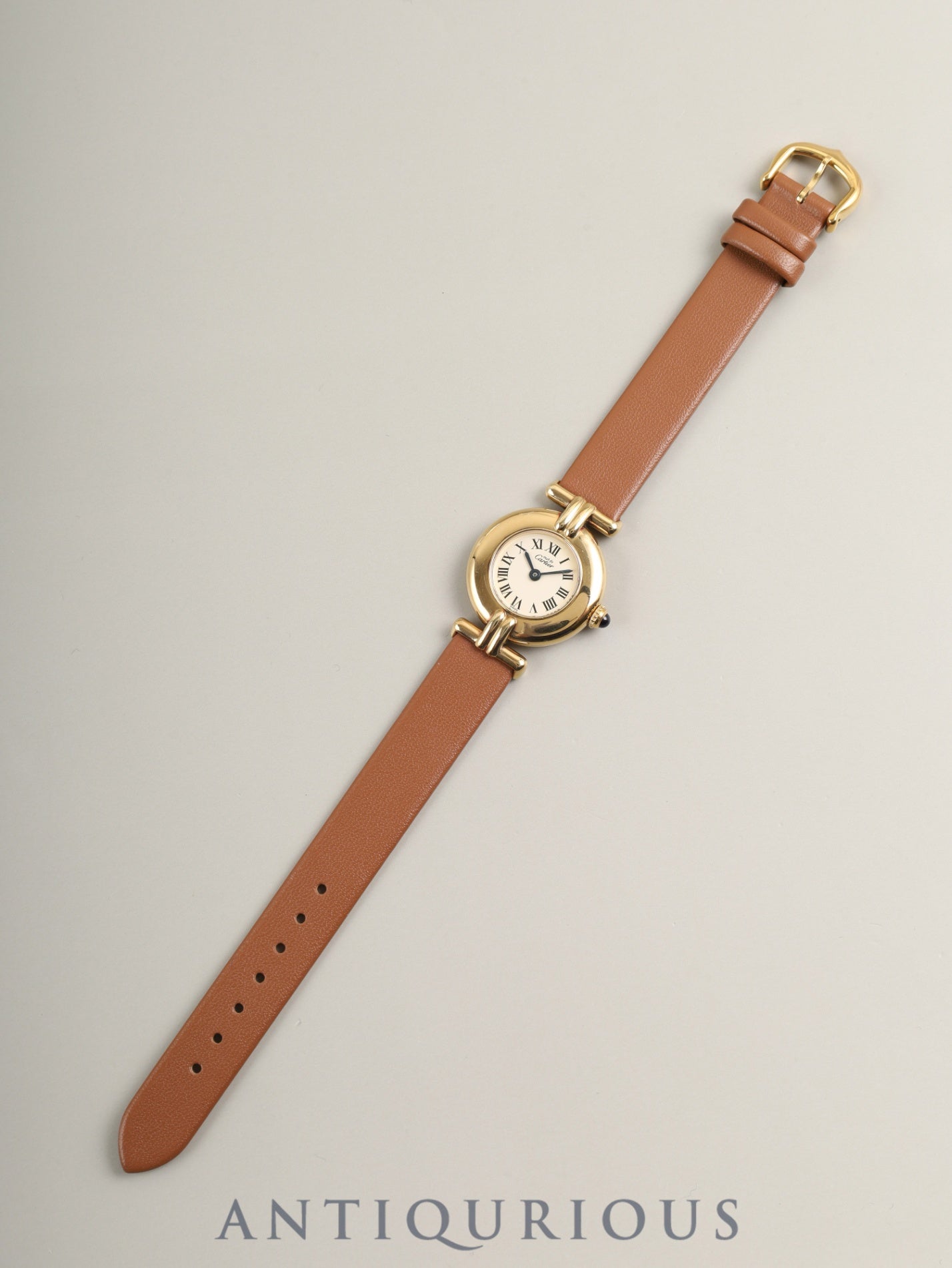 カルティエ マストコリゼ W1000653 / 590002 クォーツ Cal.90.06 SV925 革 純正ピンバックル（GP）アイボリーローマン文字盤 箱 冊子 保証書（無記載）オーバーホール済み