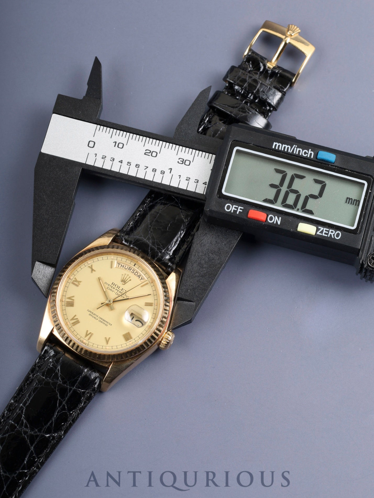 Rolex Day-Date 18038 Automatic Cal.3055 750YG Leather Original Pin Buckle (GP) Champagne Dial 62-series (1979) Overhauled