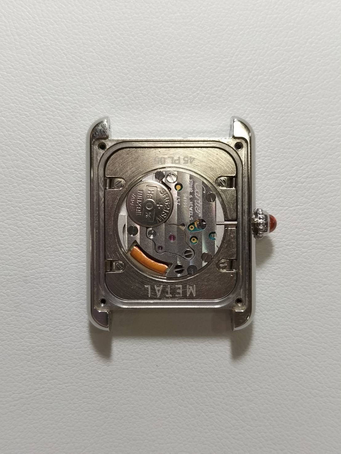 カルティエ タンクソロ SM W1019455/2716 クォーツ Cal.157 SS 革 純正Dバックル（SS）オレンジ文字盤（SWISS MADE表記 / 2006年限定） 箱 冊子 保証書（2006年） オーバーホール済み