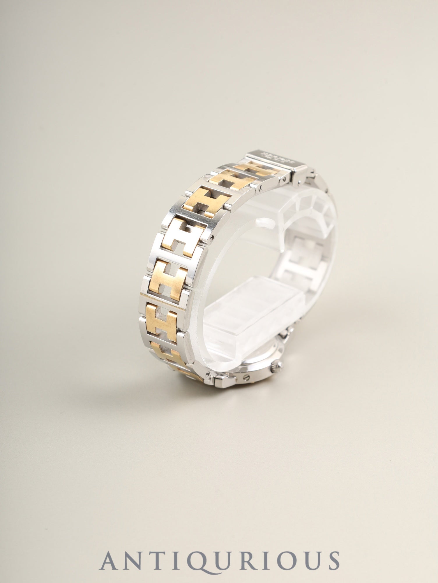 HERMES Clipper CL4.220 Quartz SS/GP SS/GP Ivory Dial Box, Booklet, Warranty (1999) Overhauled