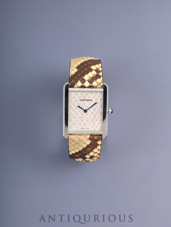 カルティエ タンクソロ LM W5200021 / 3169 クォーツ Cal.690 SS 革 純正Dバックル（SS）パイソン文字盤 オーバーホール済み