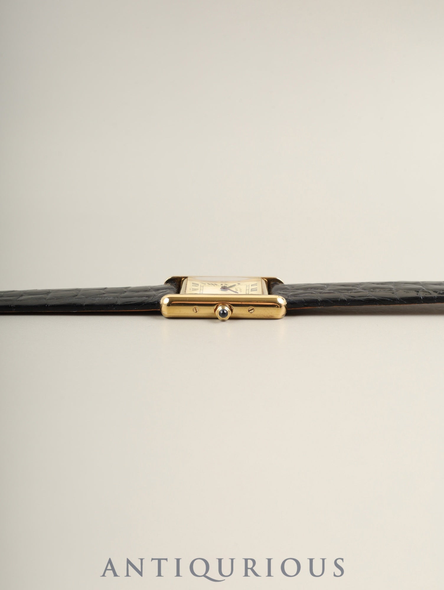 カルティエ マストタンク SM 3 66001 クォーツ SV925 革 純正ピンバックル（GP）アイボリーローマン文字盤（SWISS表記） 箱 保証書（1988年） 済オーバーホール済み