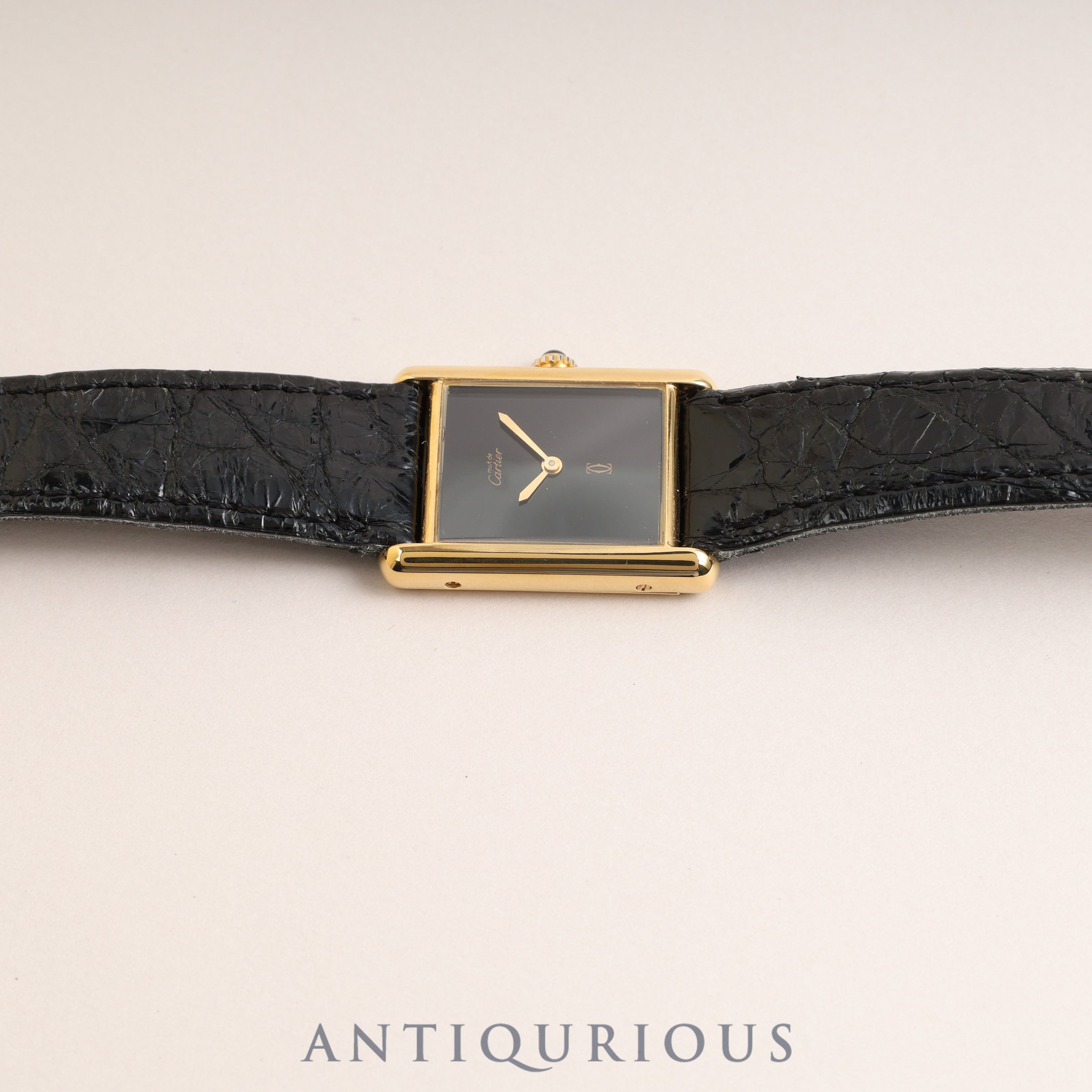 Cartier Must Tank LM Manual Winding Black Onyx Dial