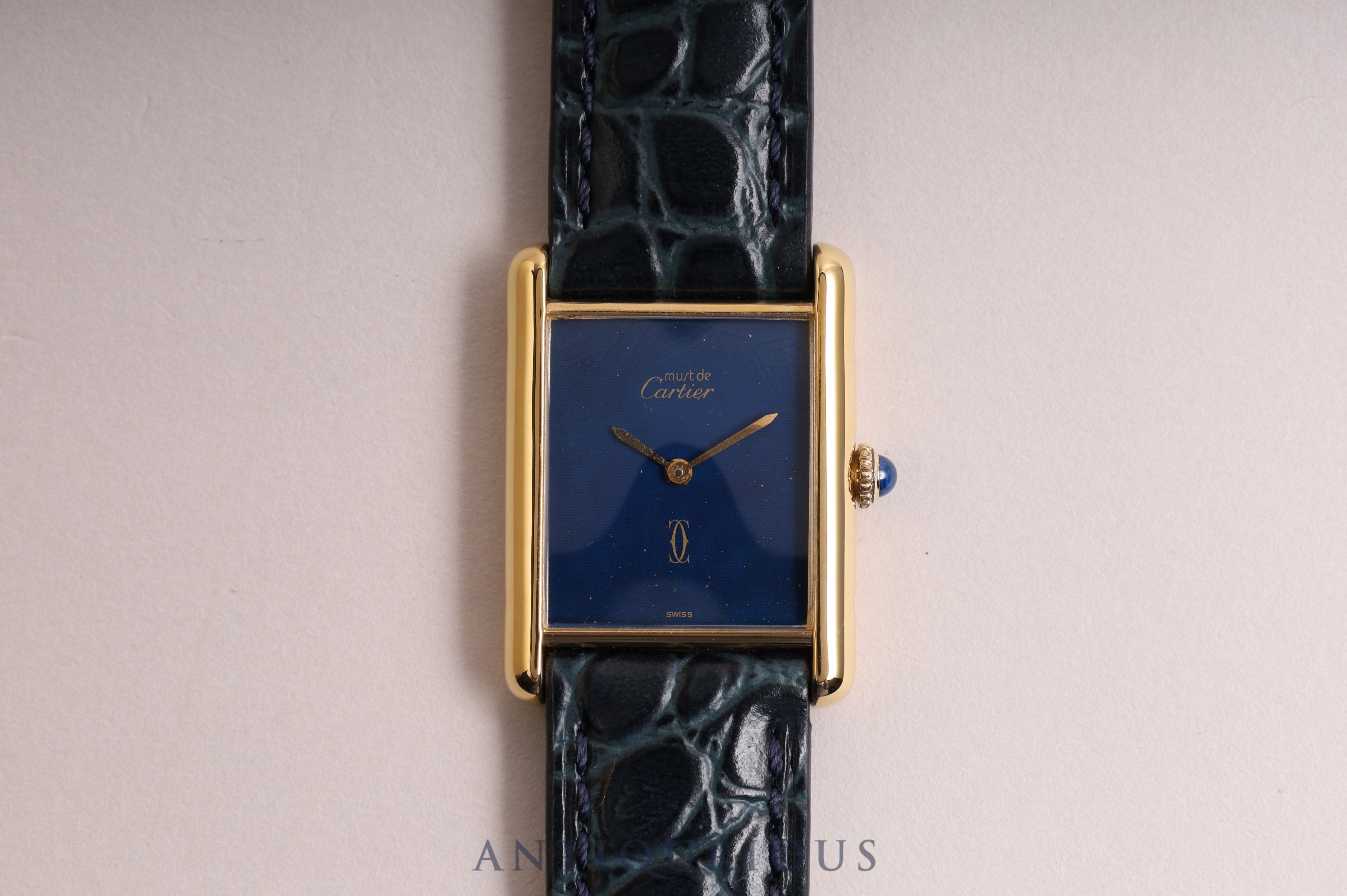 Cartier Must Tank LM Manual Winding Lapis Lazuli Dial Newly Finished