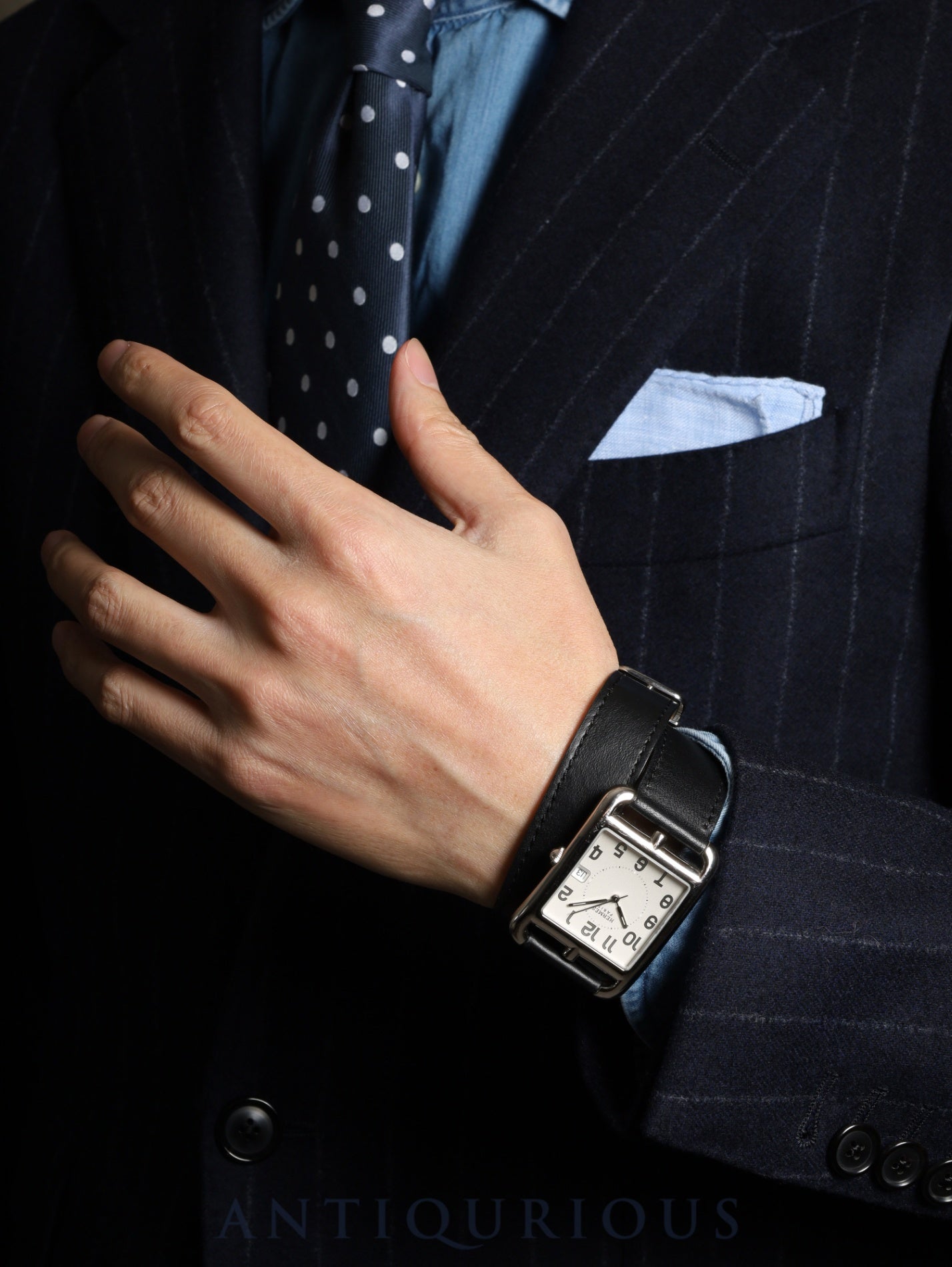 Hermes Cape Cod CC1.810 Quartz Cal.164111 Stainless Steel Leather Strap Original Buckle (Stainless Steel) Silver Arabic Dial Overhauled