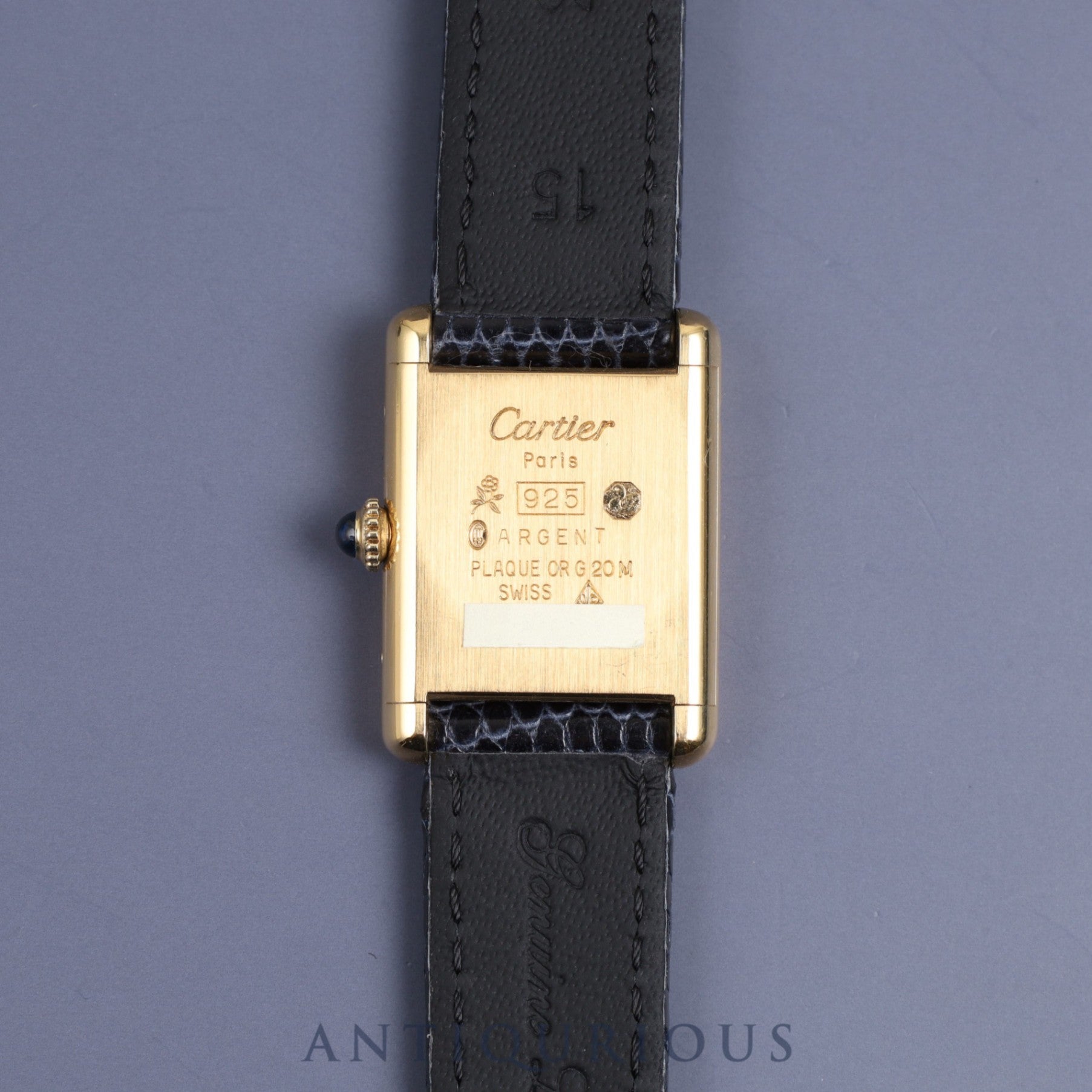 Cartier Must Tank SM Manual winding Cal.78-1 SV925 Leather Genuine buckle (GP) Lapis lazuli dial Overhauled