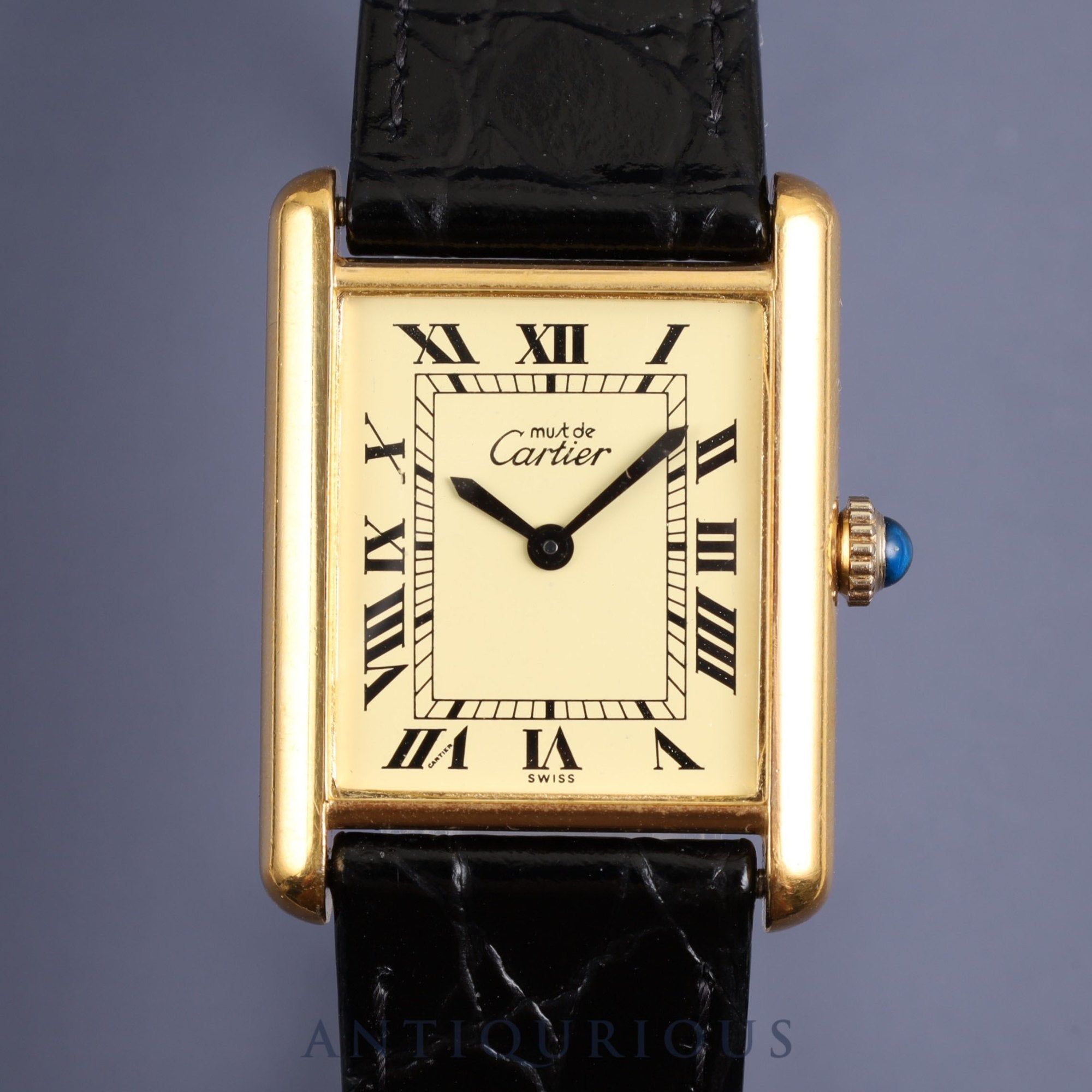 CARTIER MUST TANK LM Manual winding Cal.78-1 SV925 Leather Genuine buckle (GP) Ivory dial Overhauled