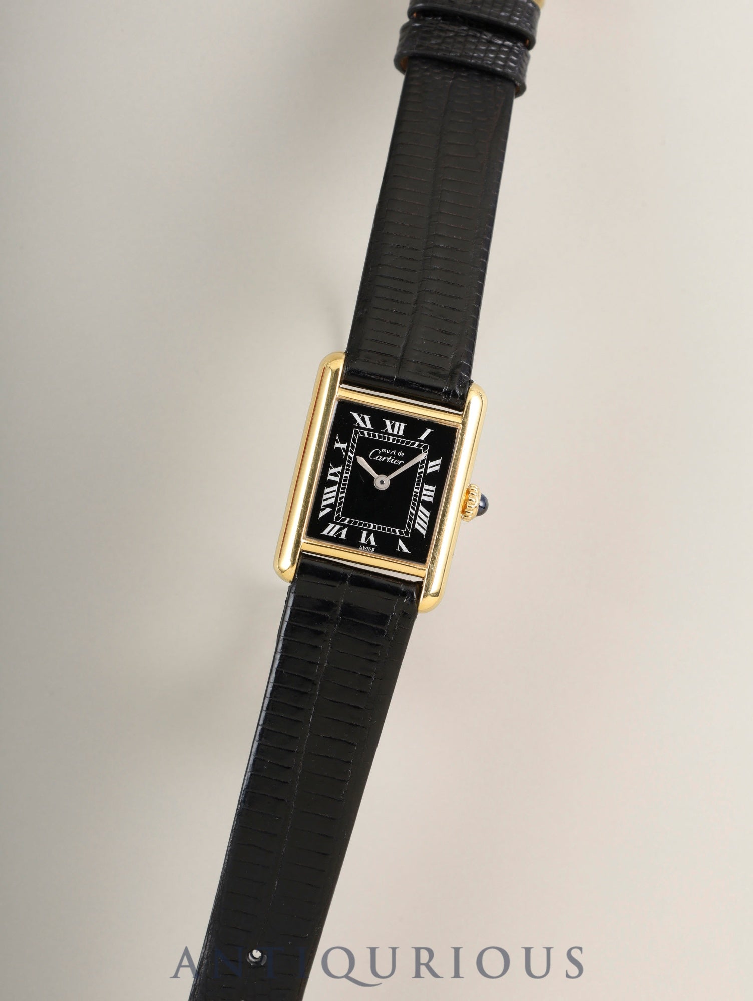 カルティエ マストタンク SM 手巻き SV925  Cal.2512-1 革 純正尾錠（GP） ブラックローマン文字盤（SWISS表記）箱 純正革ベルト オーバーホール済み 新品仕上げ済み