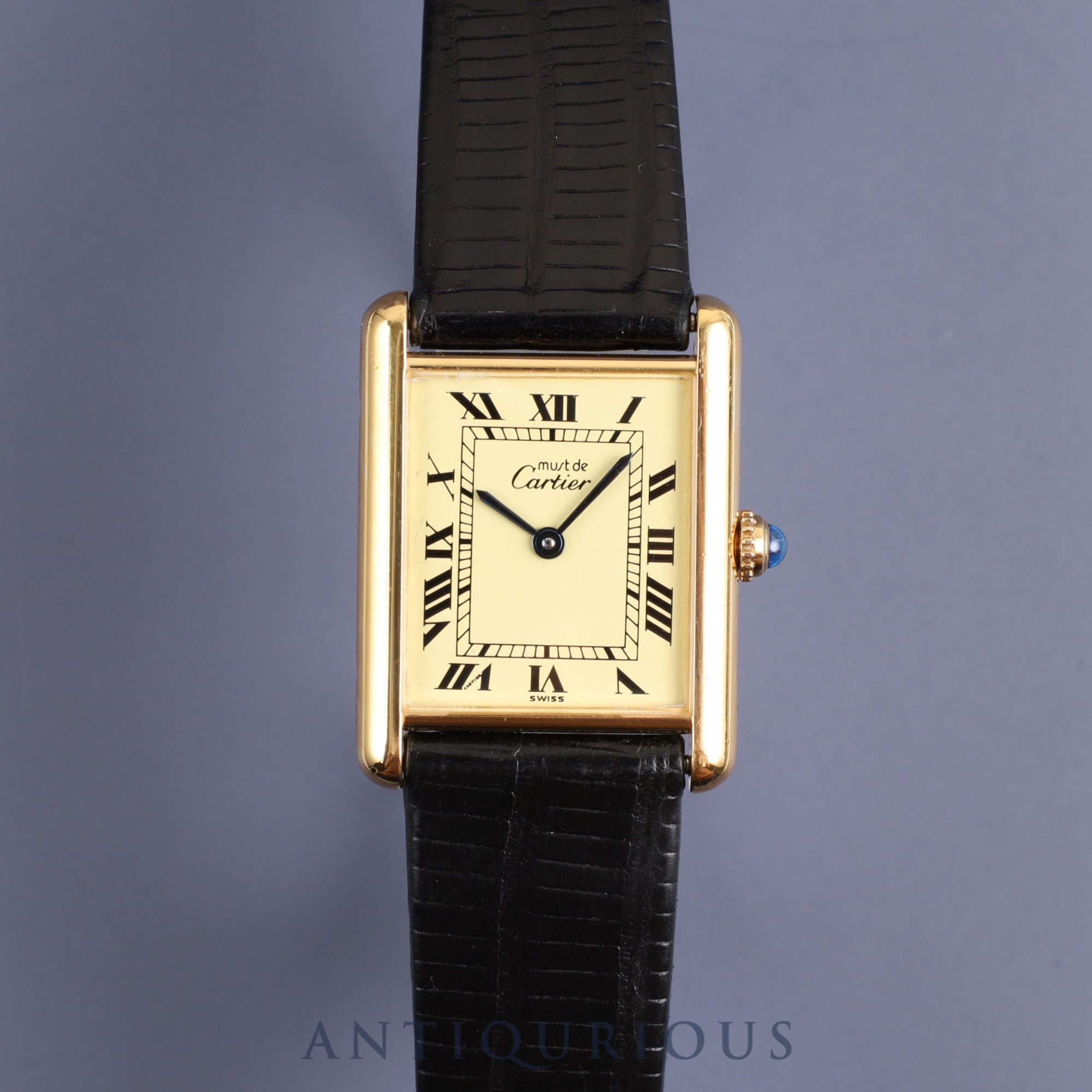 Cartier Must Tank LM 590005 Quartz Cal.90 SV925 Leather Buckle Ivory Roman Dial Overhauled Re-Plated