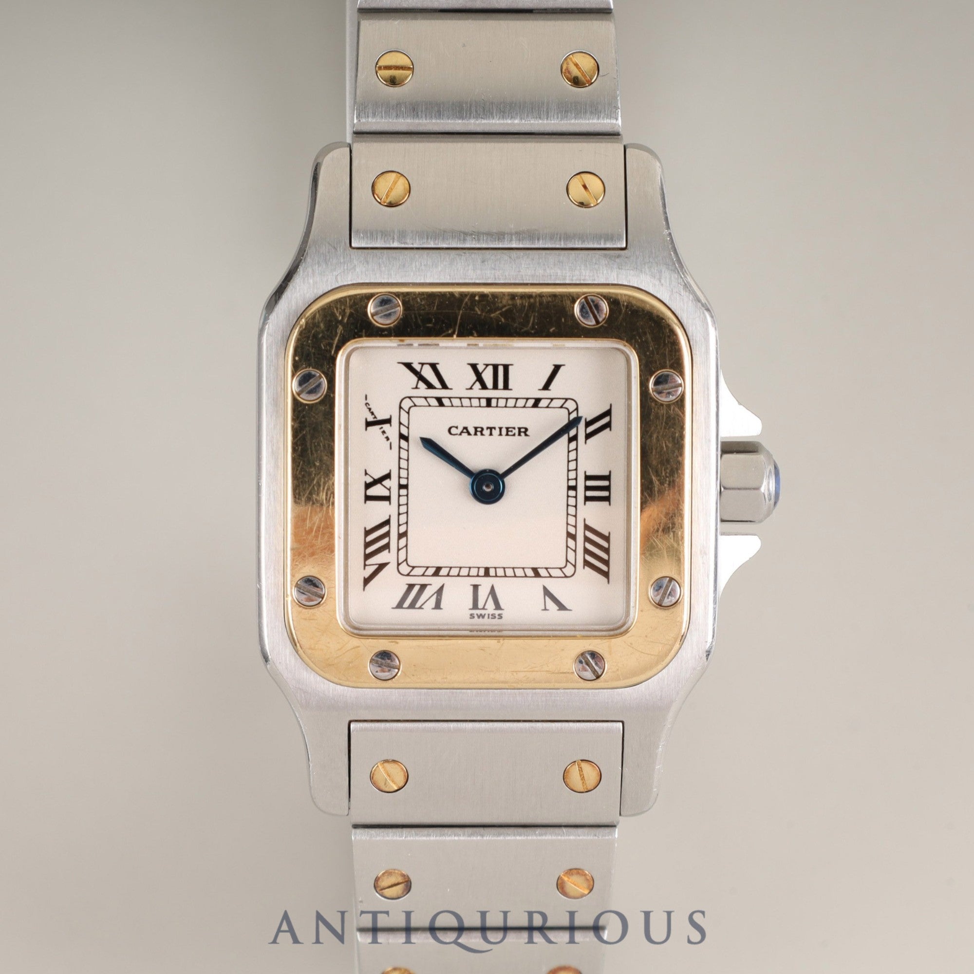 Cartier Santos Galbee SM W20012C4 / 1567 Quartz Cal.157 SS/YG White Roman Dial Overhauled