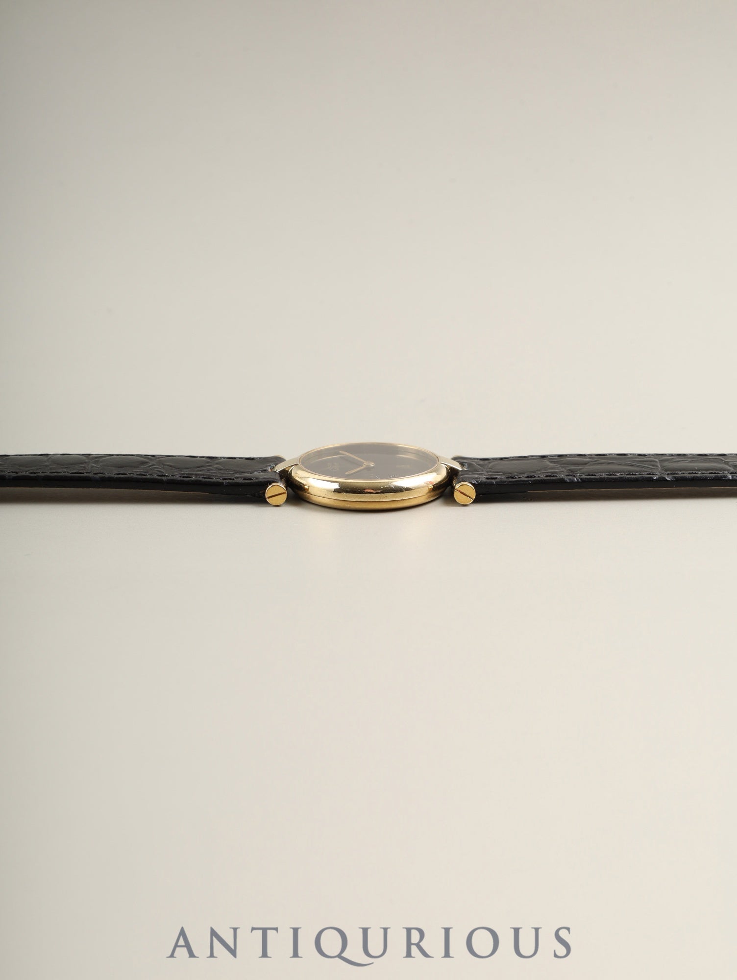 カルティエ マスト ヴァンドーム VLC SM 18 クォーツ Cal.81 SV925 革 純正尾錠（GP） オニキス文字盤 オーバーホール済み