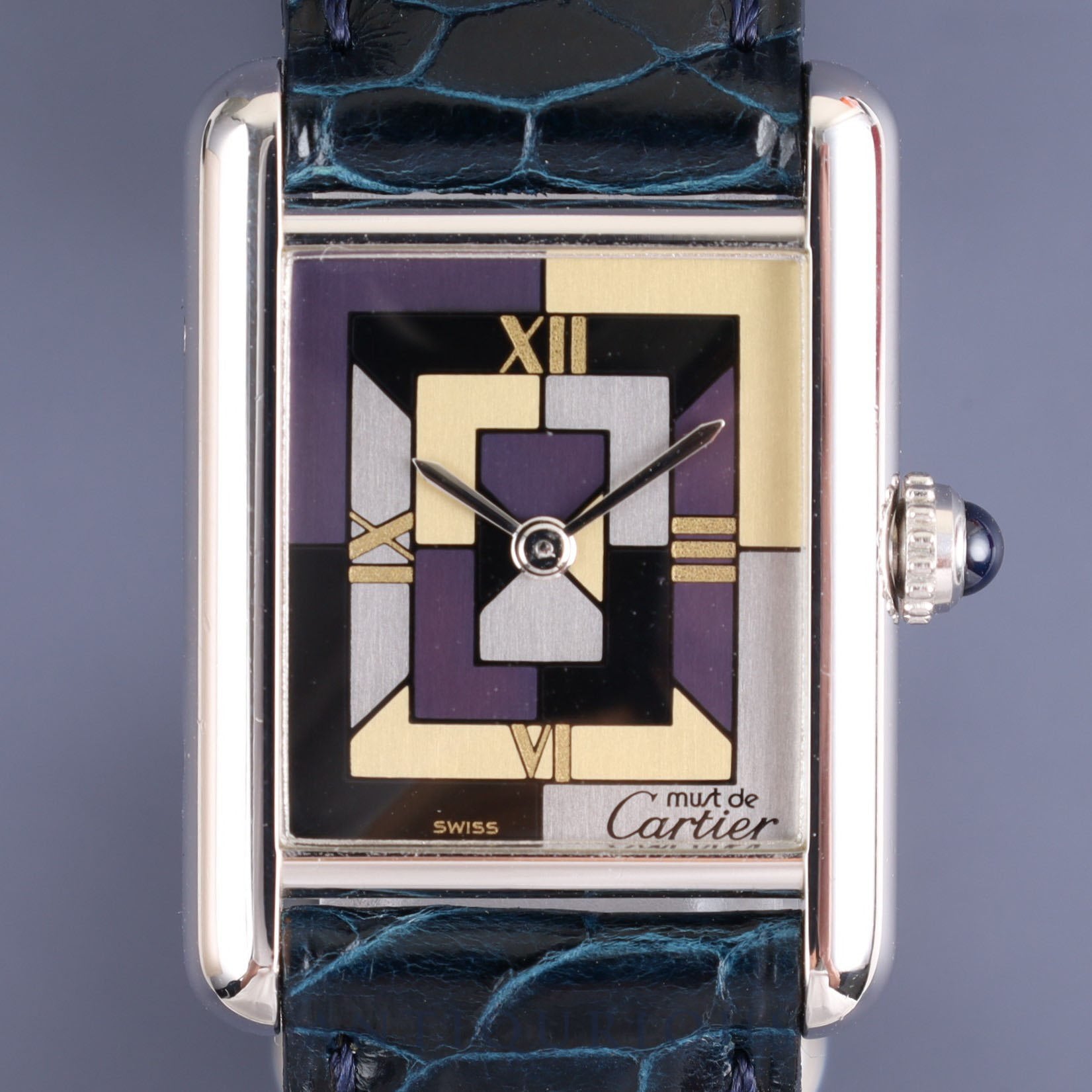 CARTIER カルティエ MUST TANK SM マストタンク SM 限定1000本 1614 クォーツ Cal.057 SV925 純正革ベルト 純正Dバックル（SS）アールデコ マルチ文字盤 オーバーホール済み