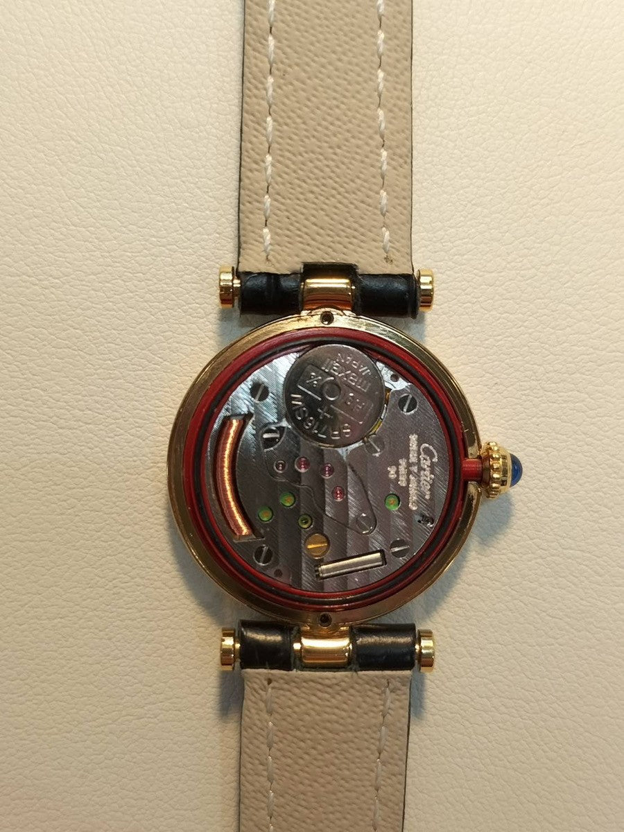 カルティエ マスト ヴァンドーム VLC SM W1005354 / 1851 クォーツ Cal.90 SV925 革 純正尾錠（GP）オパラン文字盤 箱 冊子 保証書（2000年） オーバーホール済み