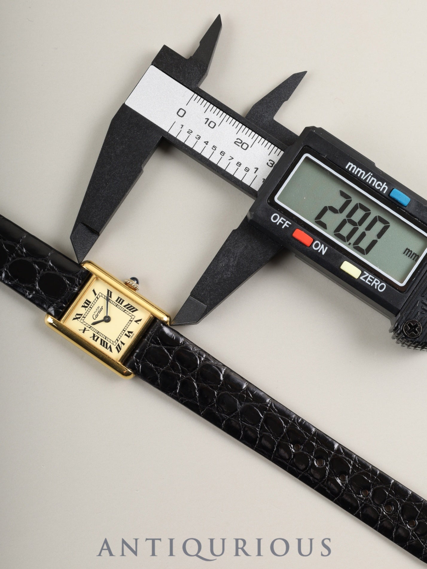 カルティエ マストタンク SM 手巻き Cal.90 SV925 革 純正尾錠（GP）アイボリーローマン文字盤 オーバーホール済み