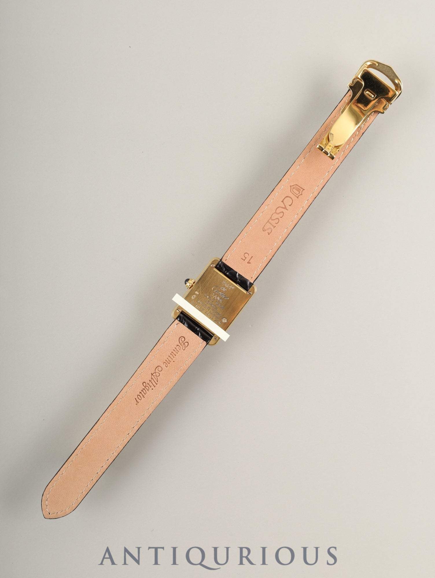 Cartier Must Tank SM 1613 Quartz Caliber 057 SV925 Leather Strap with Genuine D-Buckle (GP) Side Trinity Dial Circa 1996-1998 Overhauled