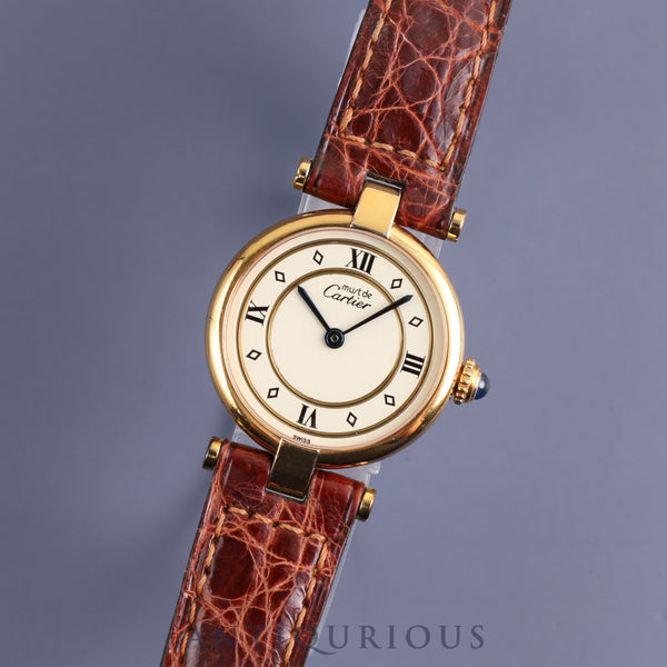 Cartier Must Vendome VLC SM 590004 Quartz Cal.90 SV925 Genuine leather strap Genuine buckle (GP) Ivory dial Overhauled