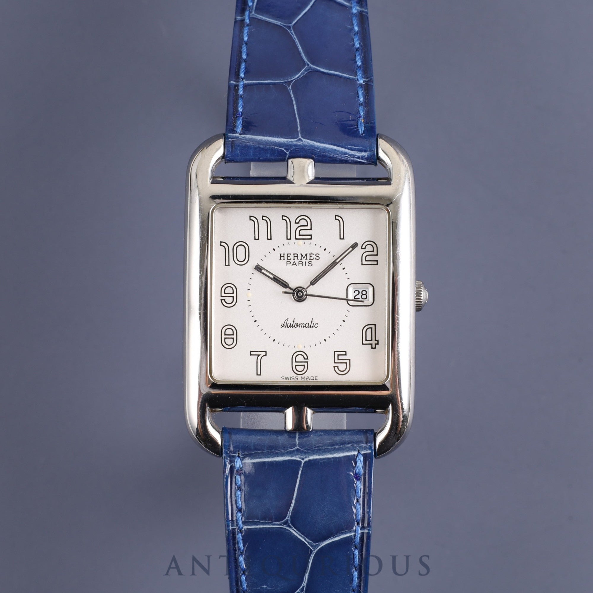 Hermes Cape Cod CC1.710 Automatic SS JEAN-CLAUDE PERRIN Leather Strap Silver Dial Overhauled