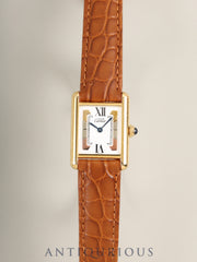 Cartier Must Tank SM 5057001 Quartz Cal.- SV925 Leather strap Original D-buckle (GP) Side Trinity dial (SWISS marking) Complete service completed at Cartier boutique