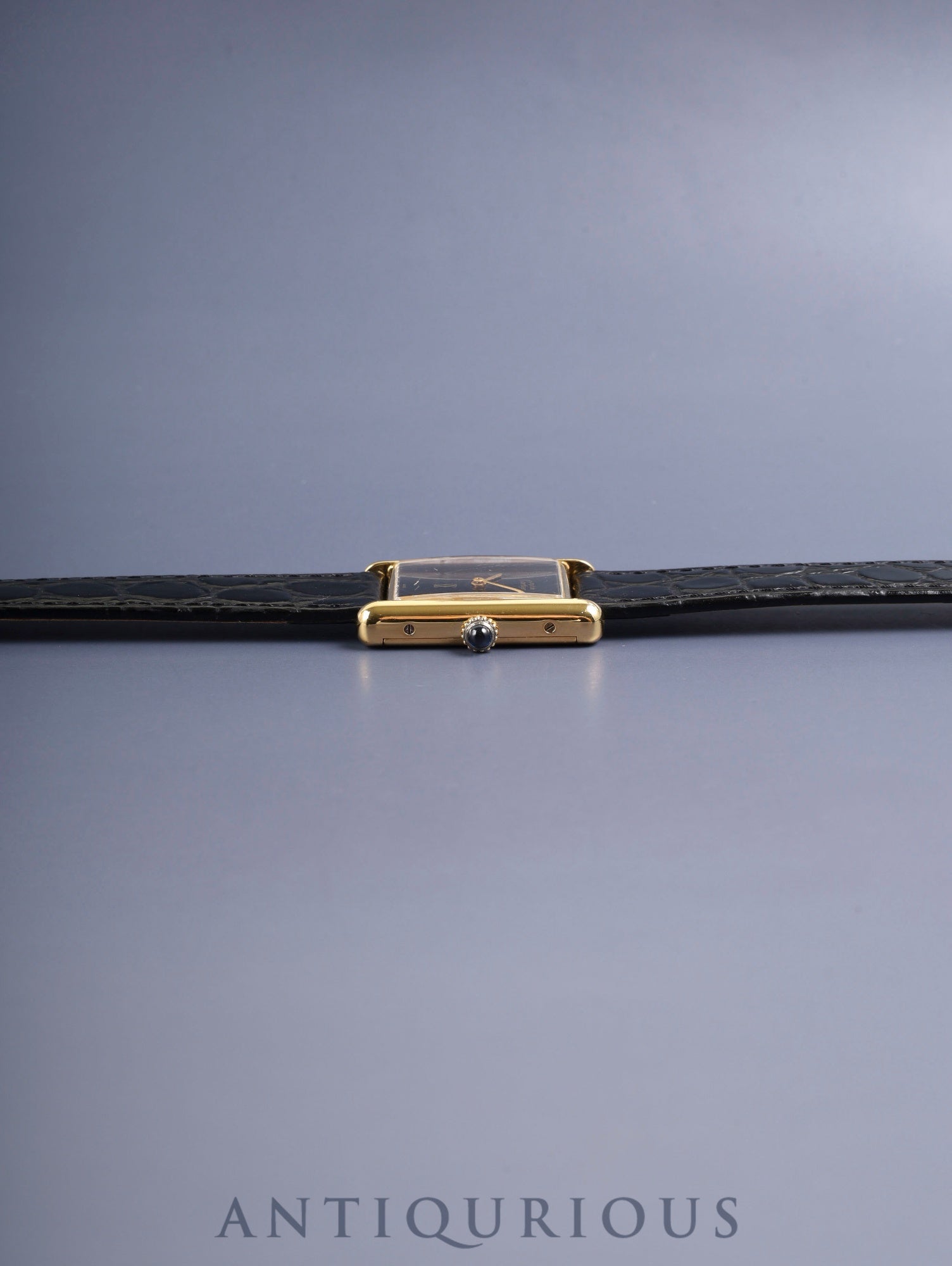 カルティエ マストタンク LM 6 手巻き Cal.78-1 SV925 革 純正ピンバックル（GP）オニキス文字盤（SWISS表記）オーバーホール済み 新品仕上げ済み