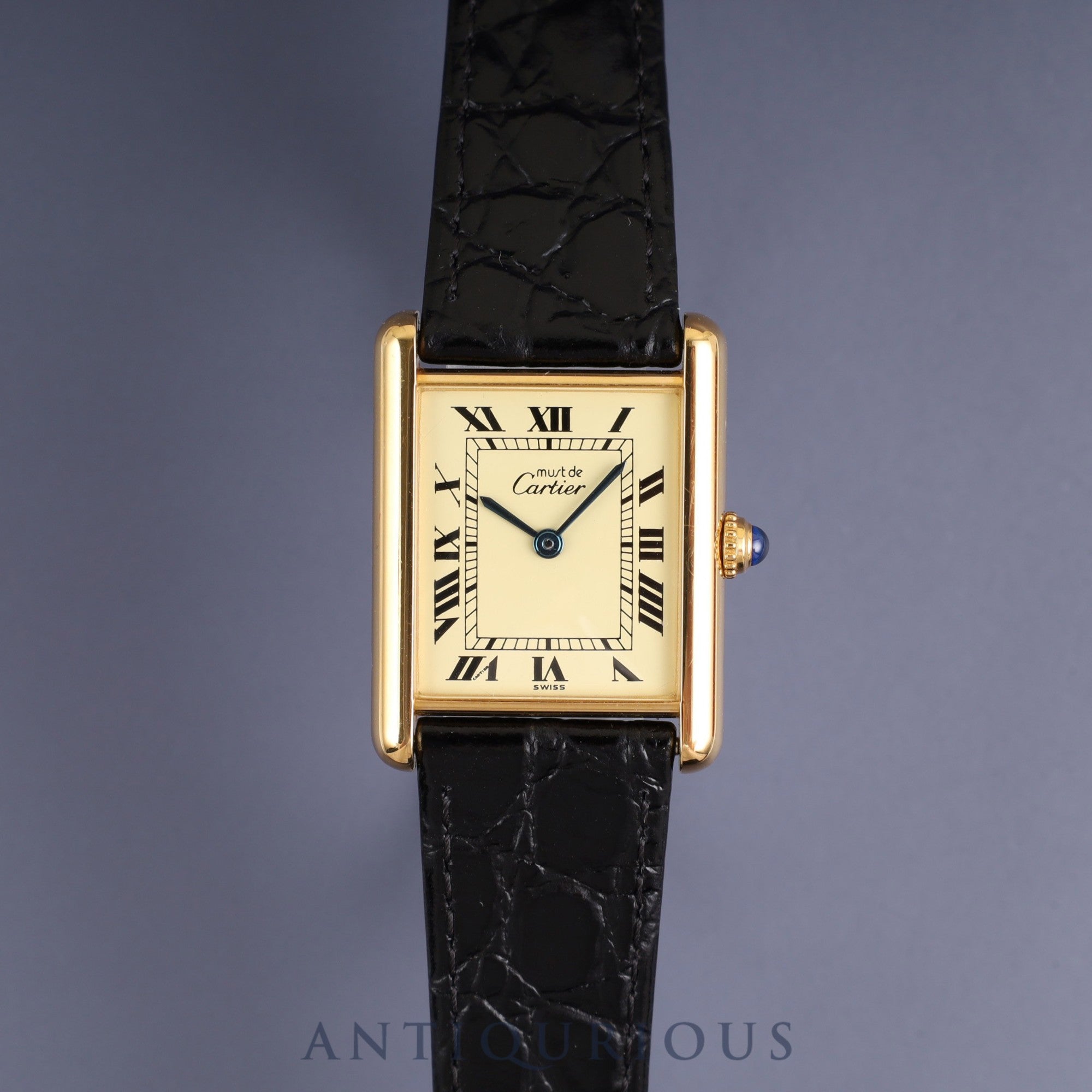 カルティエ マストタンク LM 1615 クォーツ Cal.690 SV925 革 純正尾錠（GP）アイボリーローマン文字盤 1996年頃～1998年頃 箱 オーバーホール済み