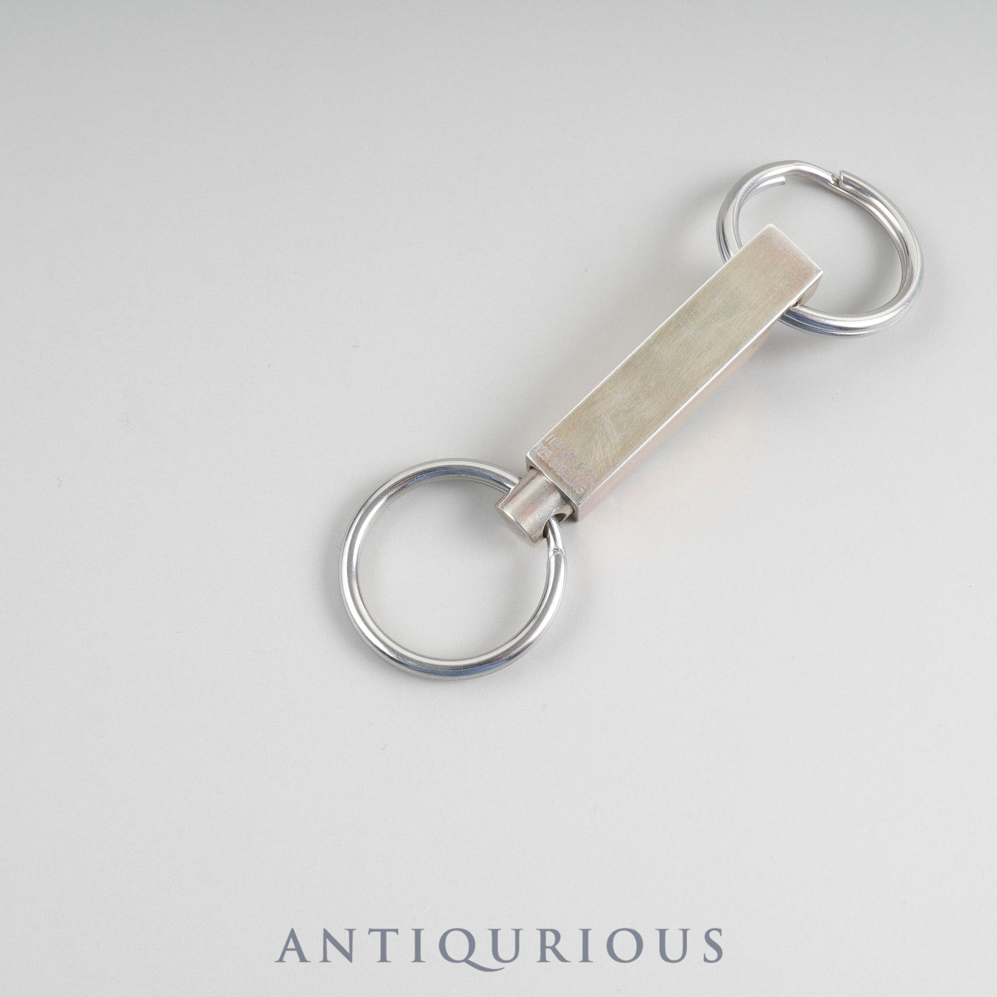 Tiffany Engine Turn Double Key Ring, 925 x Metal, Box, Dust Bag