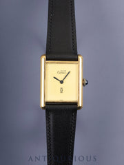 Cartier Must Tank LM Manual Winding Caliber 78-1 SV925 Leather Strap with Genuine GP Buckle Ivory Dial Circa 1976-1981 Overhauled