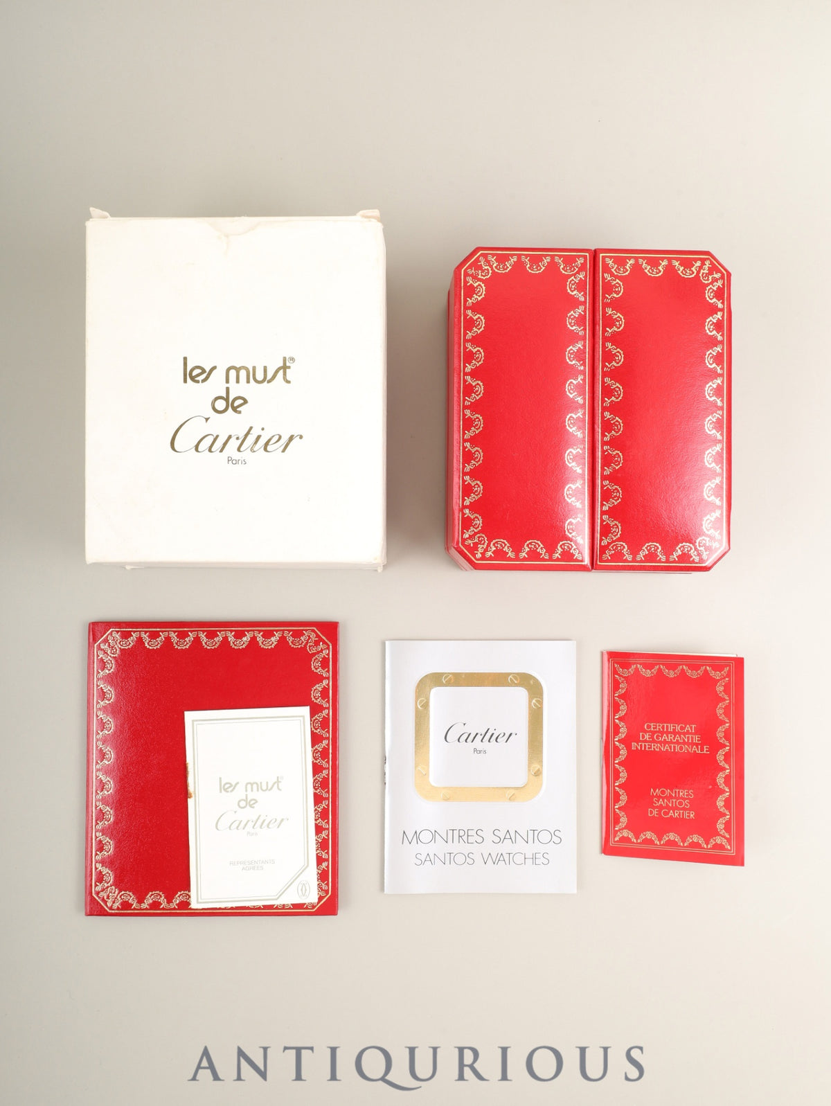 カルティエ サントス オクタゴン LM 2965 自動巻き Cal.- SS SS ホワイトローマン文字盤（SWISS MADE表記） 箱 保証書（1985年） 冊子  カルティエブティックにてコンプリートサービス済み