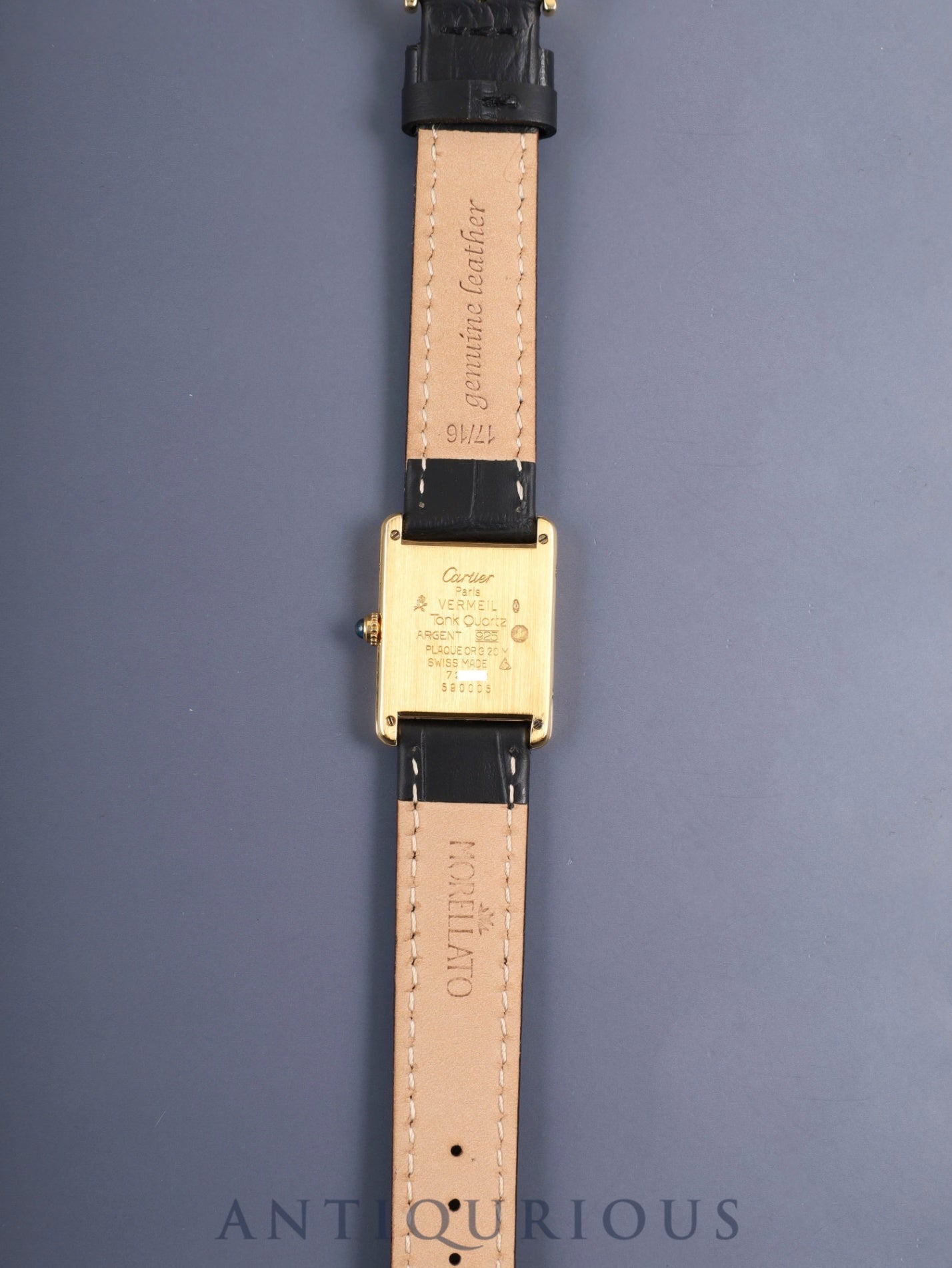 Cartier Must Tank LM 590005 Quartz Cal. 90 SV925 Leather Original Pin Buckle (GP) Center Gray Dial Roman Numerals (SWISS Mark) Overhauled Polished