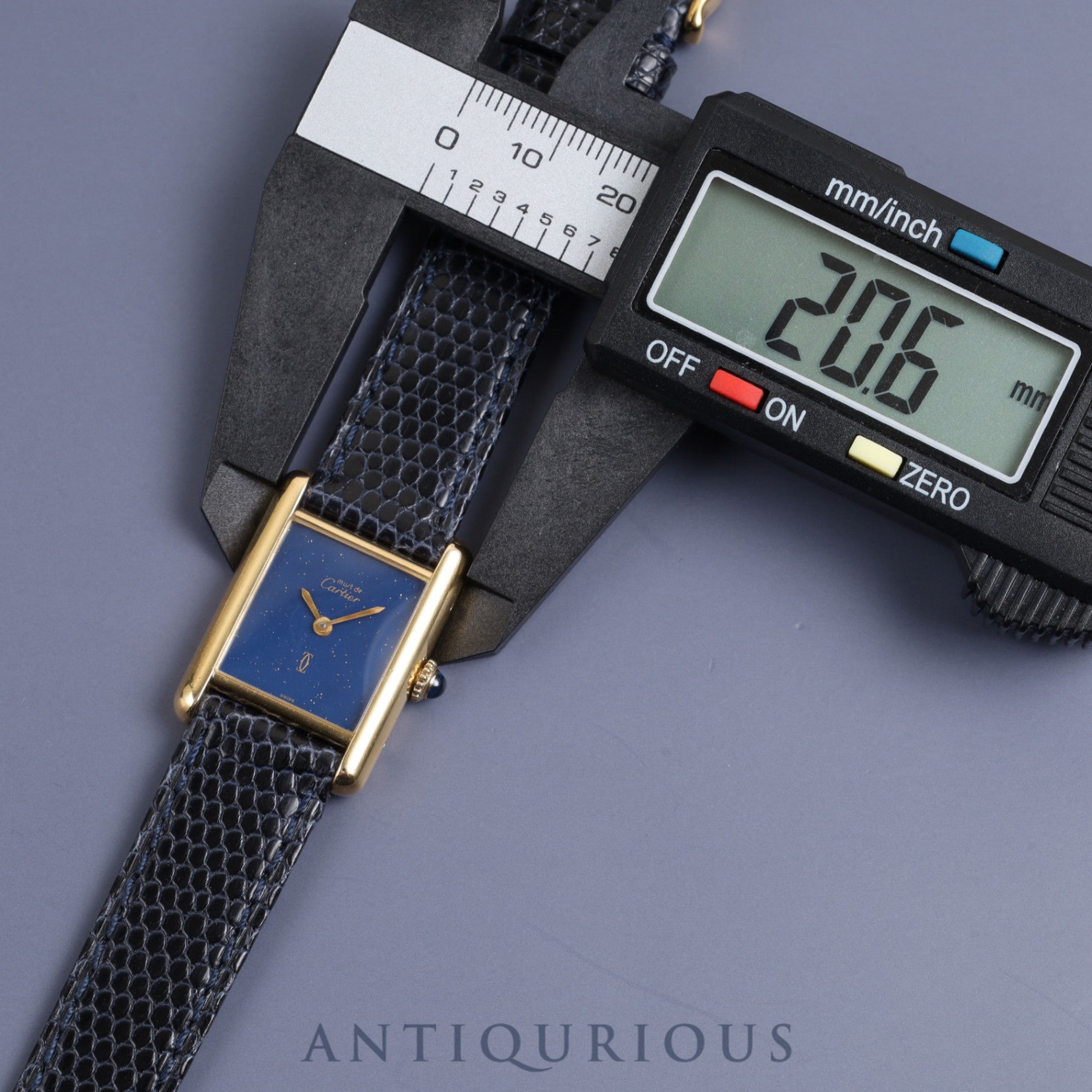 Cartier Must Tank SM Manual winding Cal.78-1 SV925 Leather Genuine buckle (GP) Lapis lazuli dial Overhauled