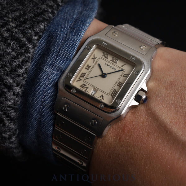 Cartier Santos Galbee LM W20025D6 / 1564 Quartz SS SS Ivory Roman Dial Overhauled