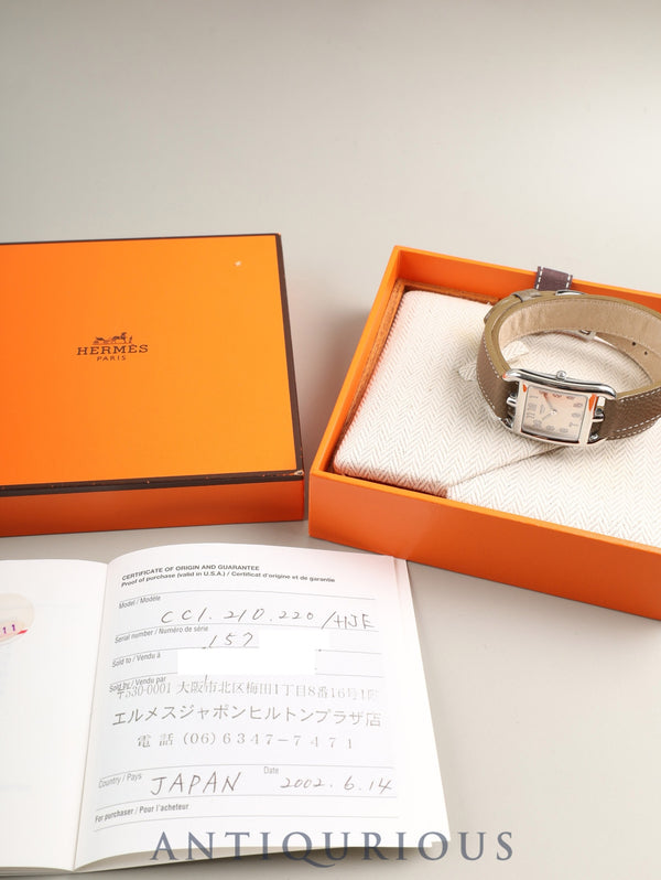 エルメス ケープコッド CC1.210.220 / HJE クォーツ Cal.976.001 SS 革 純正尾錠（SS）シルバーアラビア文字盤 箱 冊子 保証書（2002年 / 個人名記載あり）オーバーホール済み
