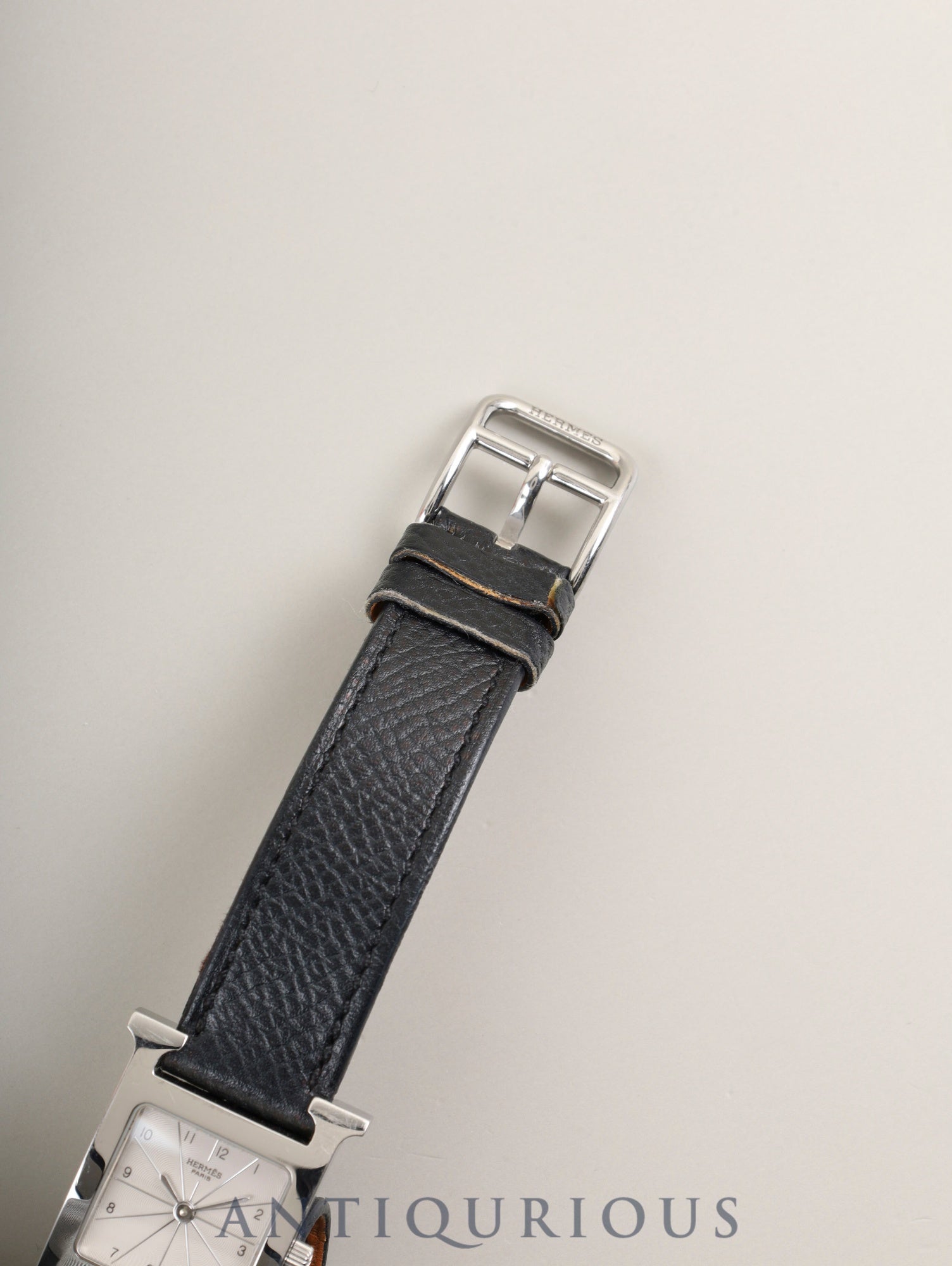 エルメス  Hウォッチ ドゥブルトゥール HH1.210 クォーツ Cal.901.001 SS 純正革ベルト（T刻印：2015年）純正尾錠（SS）ホワイト文字盤 箱 保証書 冊子 オーバーホール済み